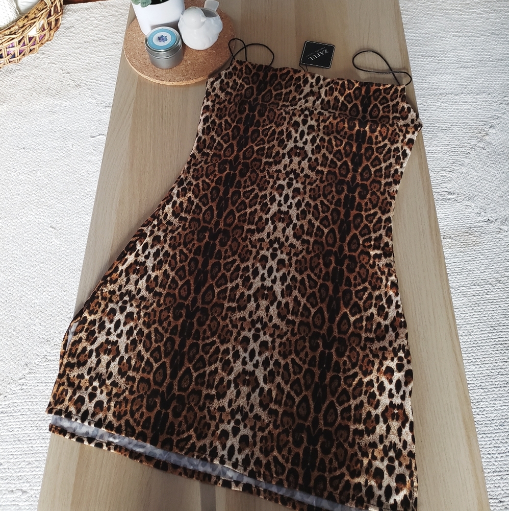Sexy cheetah mini dress